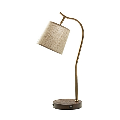 Contemporary Rounded Night Table Lamps Fabric and Metal Small Desk Lamp