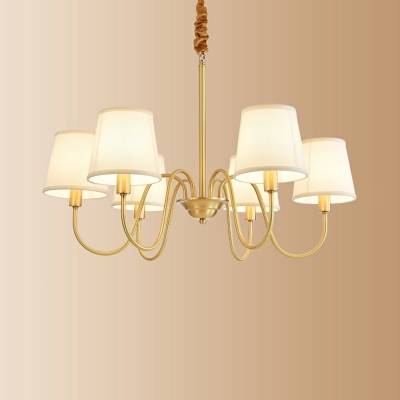 Draped Bead Chandelier Lamp Traditional Style Fabric 8-Lights Chandelier Light in Gold
