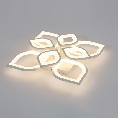 Flower-Like Flush Mount Light Fixture LED with Acrylic Shade Flush Light in White