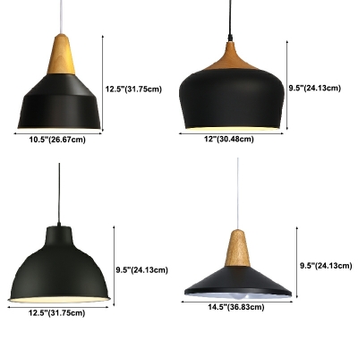 Industrial Style Dome Hanging Pendant Light Metal 1-Light Pendant Lighting in Black