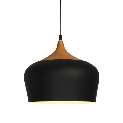 Industrial Style Dome Hanging Pendant Light Metal 1-Light Pendant Lighting in Black