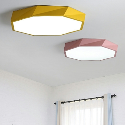 Macaron Hexagon Shape Ceiling Light with Acrylic Shade 1 Light LED  Flush Mount Light Fixture