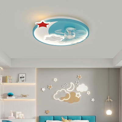 Modern Kids Flush Mount Ceiling Light Acrylic Flush Fan Light Fixtures for Bedroom