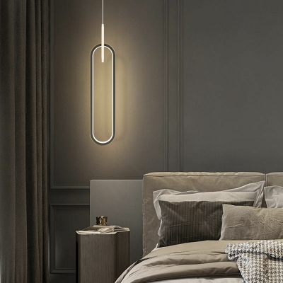 Modern Minimalist Full Copper Pendant Light LED Long Wire Hanging Lamp for Bedroom