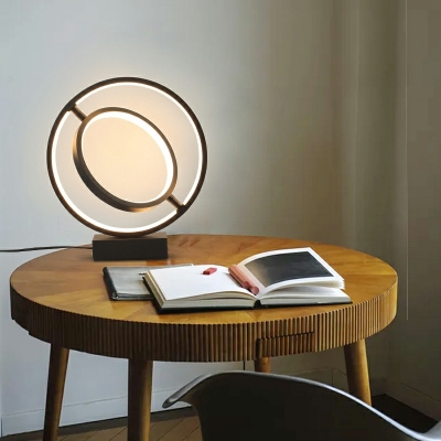 Modern Style Table Lamp 2 Light Metal Circle Table Lamp for Bedroom