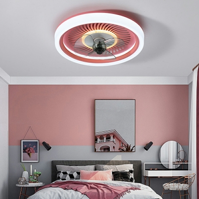 Round Shape Ceiling Fan LED with Acrylic Shade Contemporary Fan Lighting