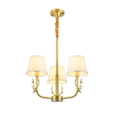 Tapered Chandelier Lighting Traditional Style Fabric 6-Lights Chandelier Light in Gold
