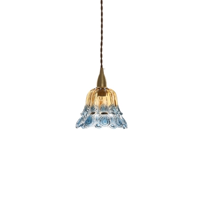 1 Light Contemporary Pendant Lighting Flower Glass Hanging Lamp