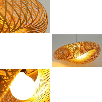 1 Light Twist Hanging Light Kit Modern Style Rattan Pendant Lights in Orange