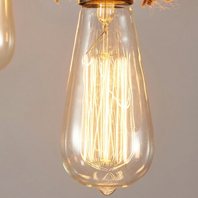 6-Light Pendant Lighting Industrial Style Exposed Bulbs Shape Metal Ceiling Lights