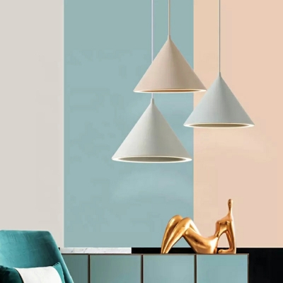 Cone Macaron Suspension Pendant Modern Minimalism Down Lighting Pendant for Living Room