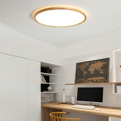 Designer Disk Flush Mount Light Fixtures Wood and Acrylic Led Flush Ceiling Lights