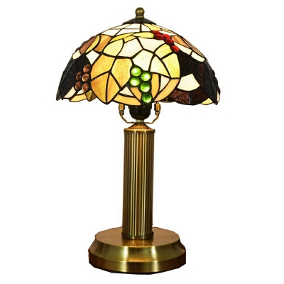 Leafy Nightstand Lamp Single Bulb Tiffany-Style Table Light in Green