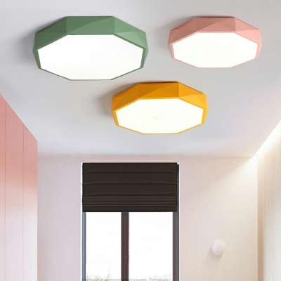 Macaron Ceiling Light with Acrylic Shade 1 Light LED Hexagon Shape Flush Mount Light Fixture
