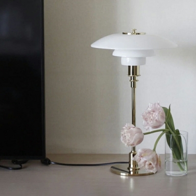 Metal Table Lamp Single Bulb with Glass Shade Table Lighting
