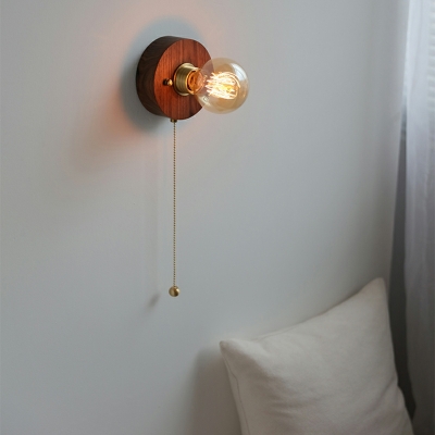 Mid-Century Geometric Flush Mount Wall Sconce Hand Blown Wood Surface Wall Sconce