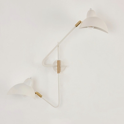 Midcentury Double Arm Wall Sconce With Metal Adjustable Shades