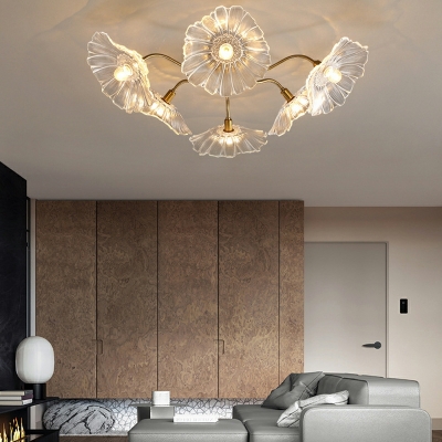 Modern Creative Flower Ceiling Lamp Luxury Glass Flushmount Light for Living Room