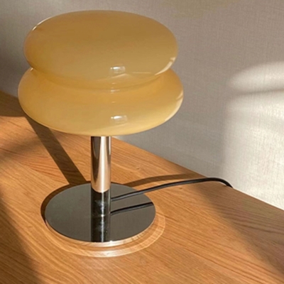 Modern Table Lamp For Bedroom Metal with Glass Shade Nightstand Lamp