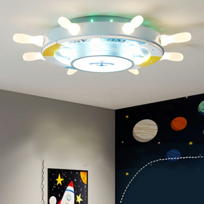 Nautical Ceiling Flush Light with Rudder Acrylic Shade Flushmount Lighting for Boys Room