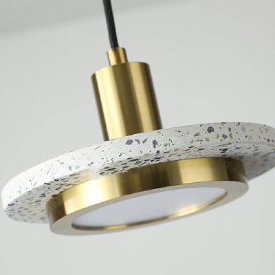 Nordic Industrial Style Terrazzo Single Pendant Simple Hanging Lamp for Bedroom