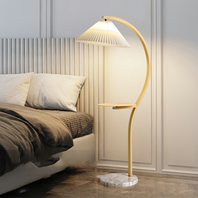 Single Light Floor Lighting Metal with White Fabric Shade Floor Lamp