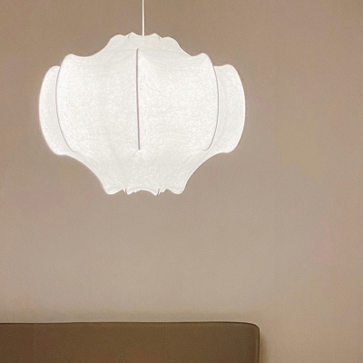 1 Light Contemporary Pendant Lighting White Silk Hanging Lamp