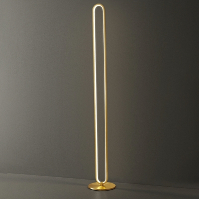1 Light Curved Led Lamp Modern Style Metal Night Table Lamps in Gold