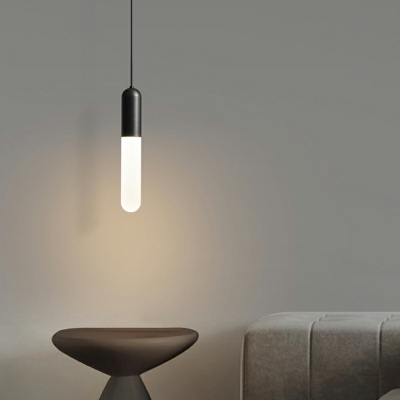 1-Light Hanging Lights Minimalism Style Tube Shape Metal Pendant Light Fixture