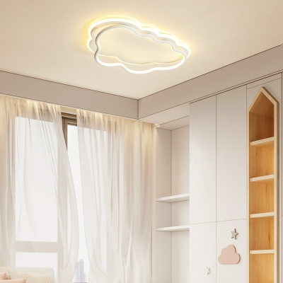 2-Light Close To Ceiling Chandelier Kids Style Cloud Shape Metal Flush Mount Light