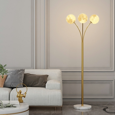 3-Light Stand Up Lamps Minimalist Style Ball Shape Metal Floor Standing Lights