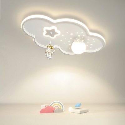 4-Light Flush Mount Light Kids Style Cloud Shape Metal Close To Ceiling Chandelier