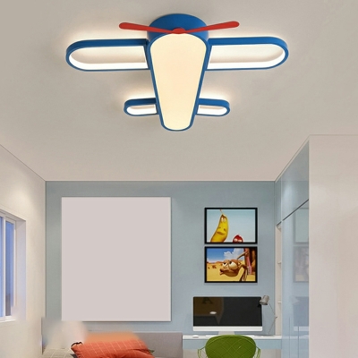 5-Light Ceiling Lamp Kids Style Airplane Shape Metal Semi-Flush Mount Light