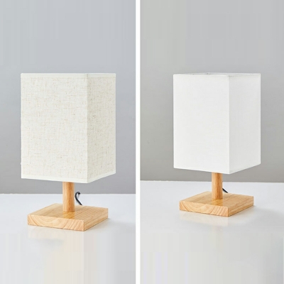 Beige Rectangle Table Light Modern Style Fabric 1 Light Night Table Lamps