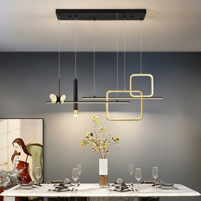 Black Modern Island Lighting Fixtures LED Minimalism Hanging Pendant Lights for Dinning Room