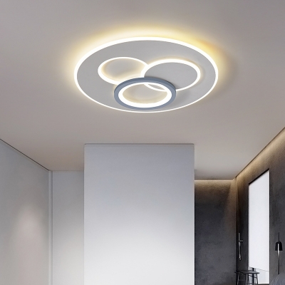 Blue-White Flush Mount Lighting Metal with Acrylic Shade Flush Ceiling Light Fixture