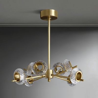 Circular Hanging Chandelier Modern Style Crystal 12-Lights Chandelier Light in Gold