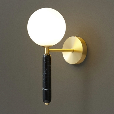 Contemporary Marble Wall Lamp 1 Light Globe Wall Light for Bedroom
