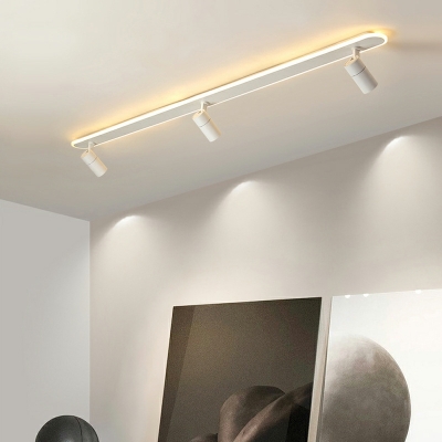 Contemporary White Flush Light Linear Metal Flush Mount for Clothing Store
