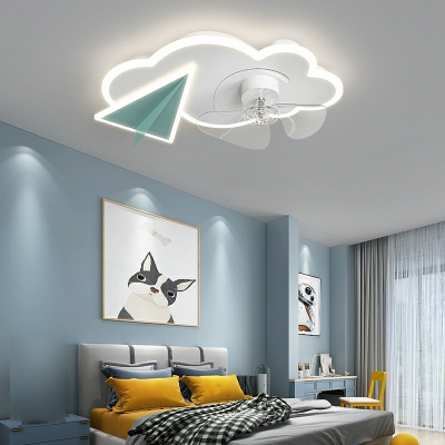 Lovely Cloud Shape Ceiling Fan Acrylic Flush Mount Lighting Fixtures for Children's Room