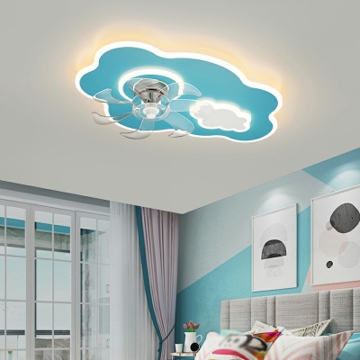 Modern Kids Flush Mount Ceiling Light Acrylic Flush Fan Light Fixtures for Bedroom