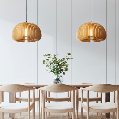 Modern Wood Pendant Light Fixtures Dome Suspension Pendant for Dinning Room