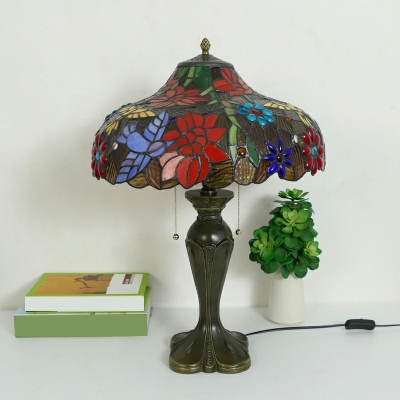 Nightstand Lamp Single Light with Hand-Cut Stained Glass Shade Table Light