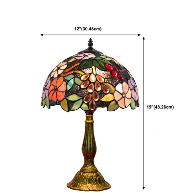Tiffany-Style Table Light 1-Head Hand-Cut Stained Glass Shade Nightstand Lamp