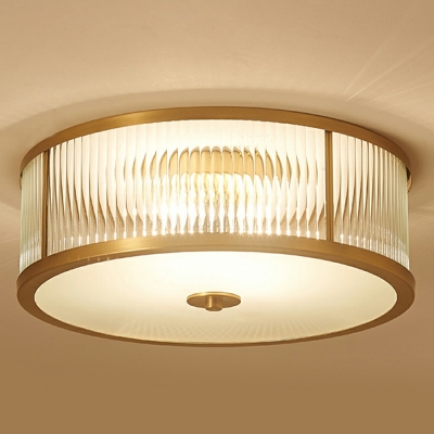 Traditional Drum Shade Flush Mount Frosted Glass LED Flush Ceiling Light Fixture