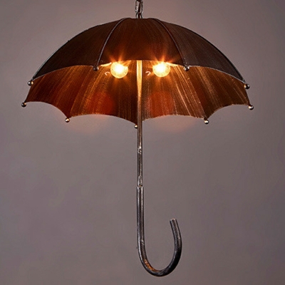 Umbrella Shape Chandelier Lighting Fixtures 5 Bulbs Hanging Pendant Lights in Rust
