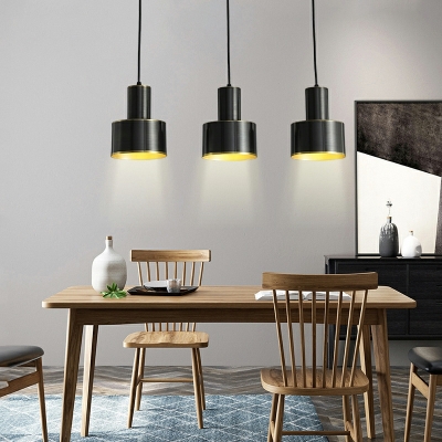 1-Light Hanging Lights Minimalism Style Cylinder Shape Metal Pendant Light Fixture