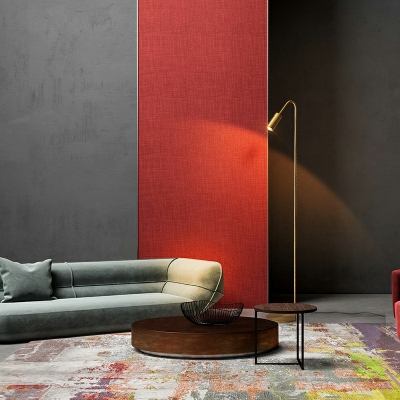 1-Light Standing Floor Lamp Metal LED Standing Light in Brass for Bedroom