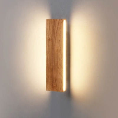 1-Light Wall Mounted Lamps Minimalism Style Rectangle Shape Wood Sconce Lights