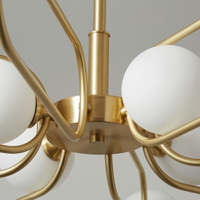 12 Lights Spray Chandelier Lamp Modern Style White Glass Chandelier Light in Gold